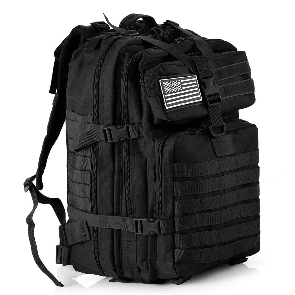50L Waterproof Tactical Outdoor Backpack Nylon Hiking Camping Trekking Sports Fishing Hunting Rucksack Black 32 × 28 × 48cm