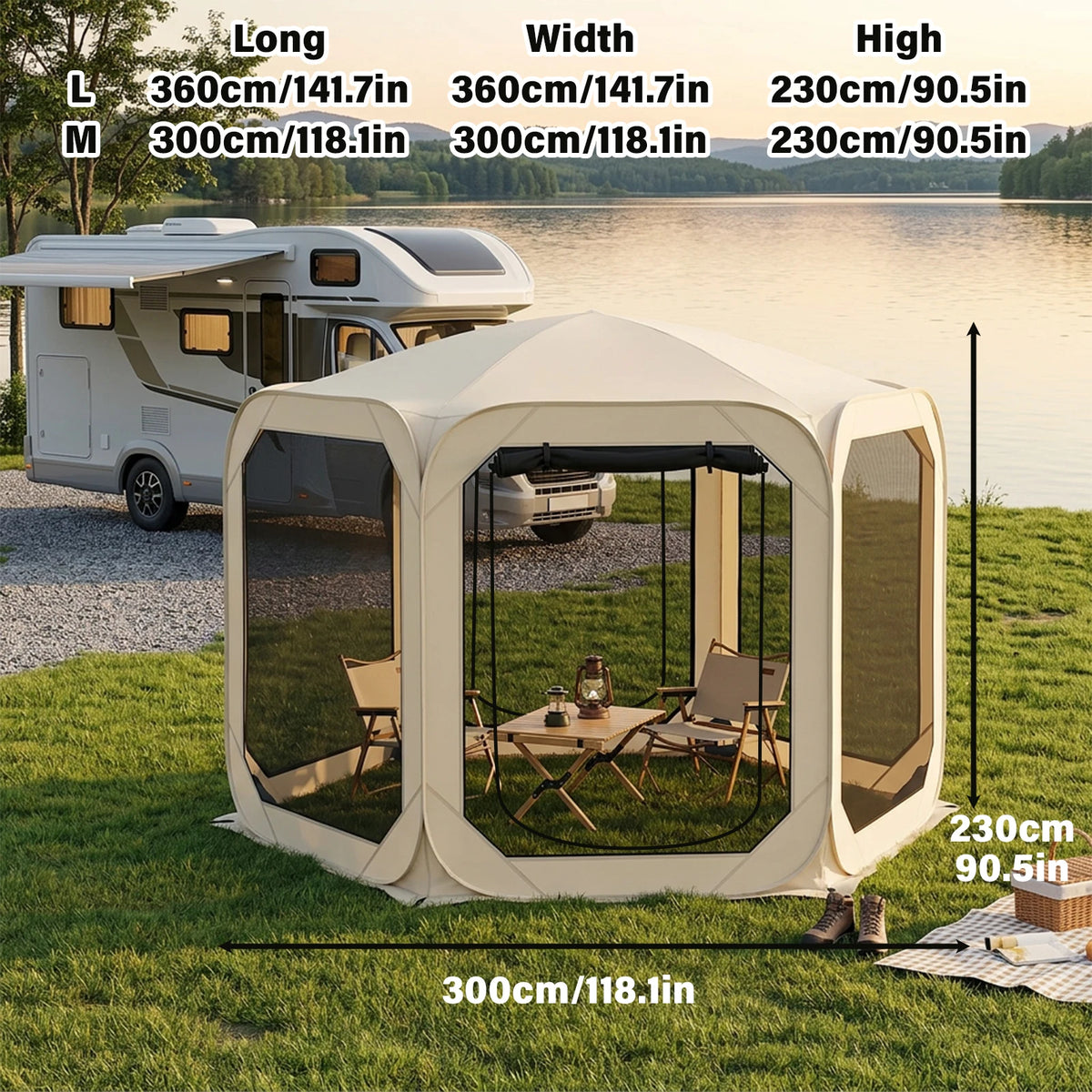 Portable UV Protective Pop-Up Screen Tent Sunshade Beige 300x300x230 cm