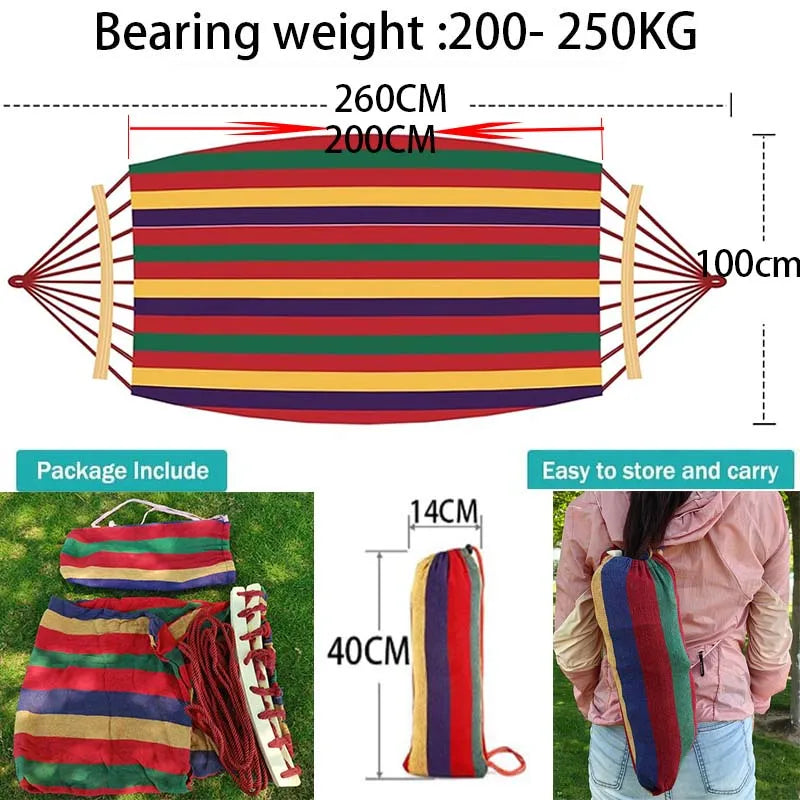 Canvas Outdoor Camping Hammock Single 200 x 100 cm with Carry Bag Anti-Rollover Portable Design