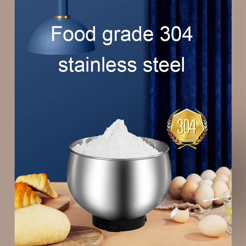 5L Stainless Bowl Electric Stand Mixer Food Blender Egg Whisk Cream Beater Cake Dough Kneading Machine Black AU Plug