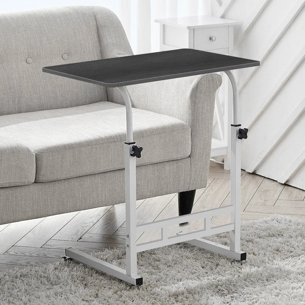 Portable Standing Desk Small Desktop Computer Table Wooden Bedside Laptop Desk with Wheels for Home Office Study Black 60x40x67-80cm Height Adjustable