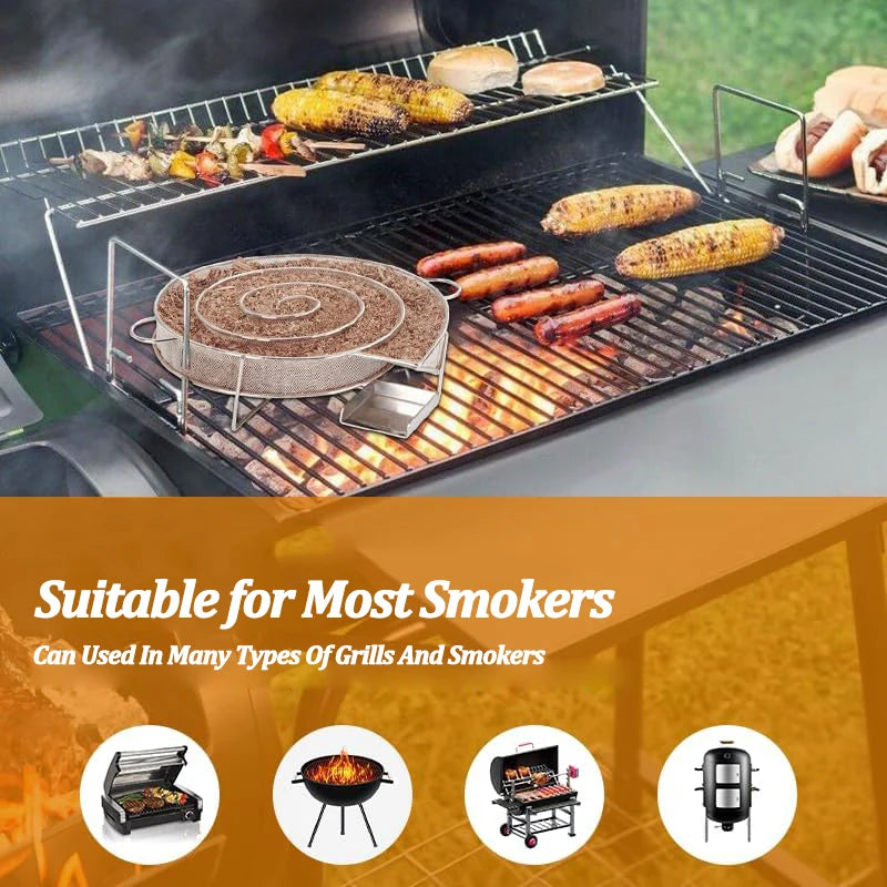 Cold Smoke Generator BBQ Smoker Accessory Stainless Steel Smoking Maze For Meat Fish Cheese 19x20x4.5cm