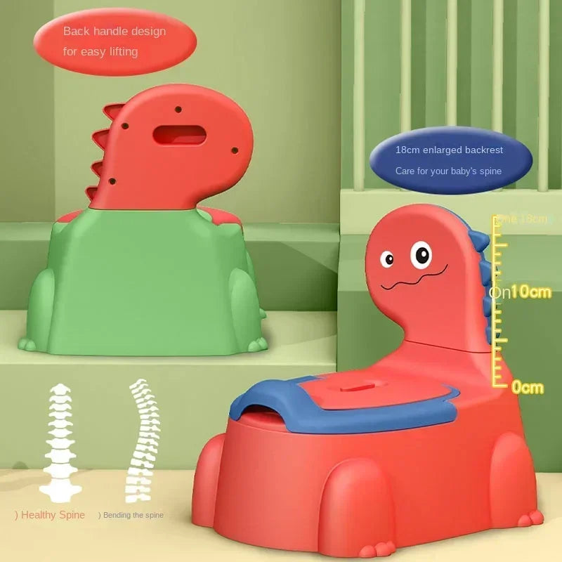 Cartoon Dinosaur Baby Potty Toddler Toilet Training Seat Splash Proof Urinal Beginner Toilet for Boys Girls Red 32.5×24.5×32cm