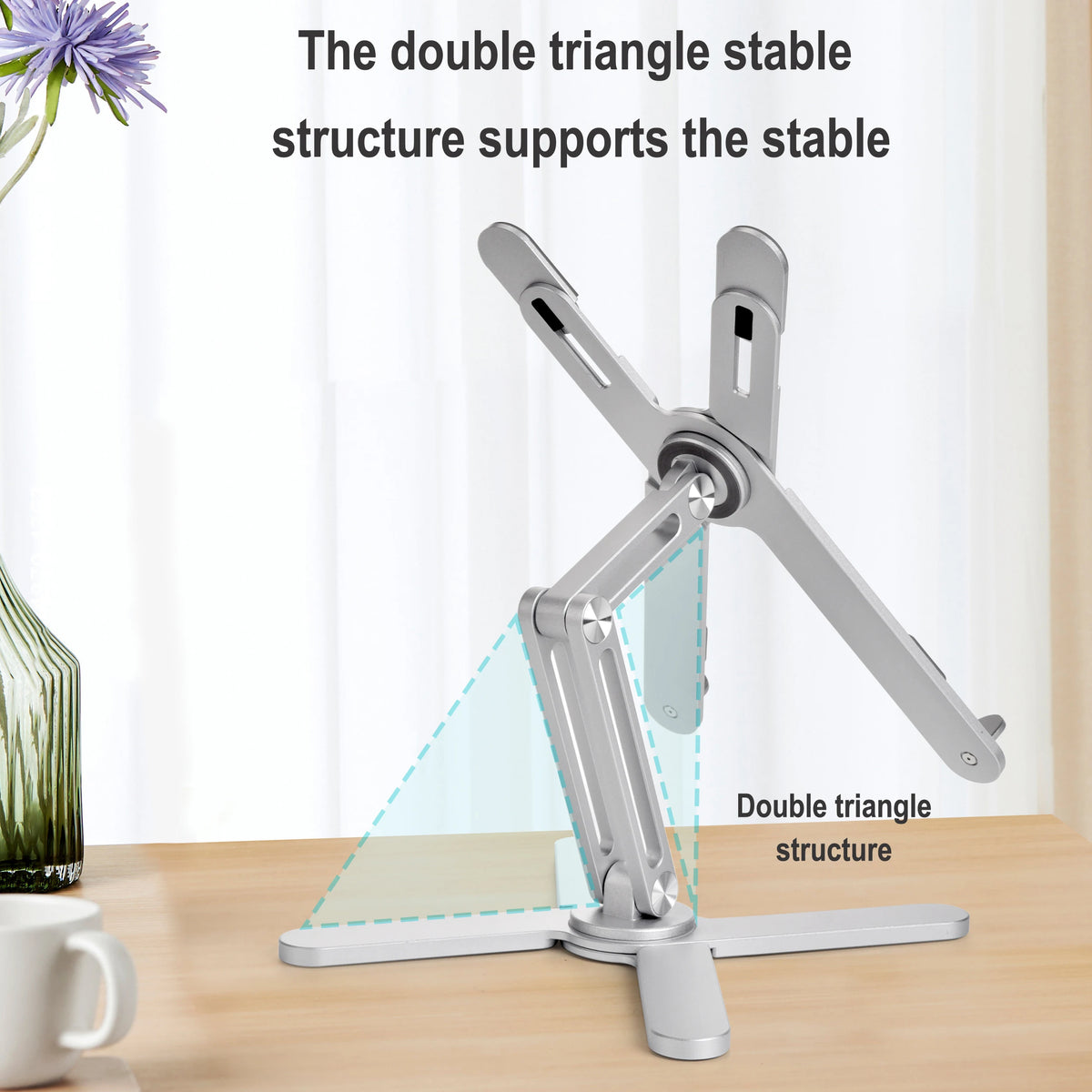 Foldable Laptop Stand 360° Rotation Adjustable Aluminum Alloy X Type Bracket Portable Holder for 25.4-43cm Laptops Silver