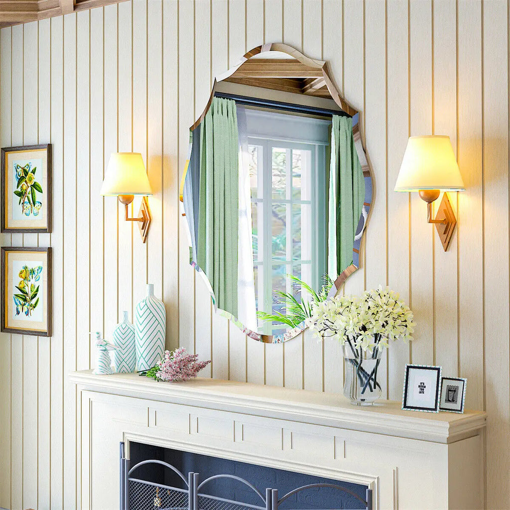 Frameless Wall Mirror 63.5x81.5cm Silver Beveled Edge Decorative HD Vanity Mirror Home