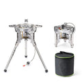 4360W High Power Outdoor Gas Stove Adjustable Height Foldable Camping Burner Windproof Cooker Silver 17 × 17cm