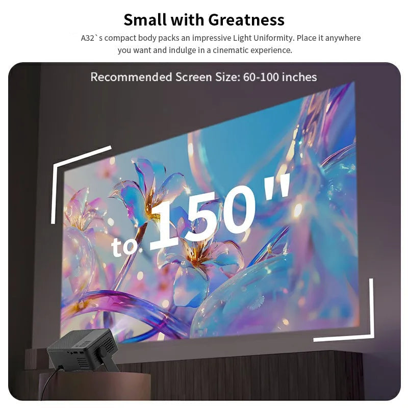 Mini Smart Projector Android 13 WiFi 1080P 4K Support Portable Home Cinema AU Plug A32 Pro 3D LED