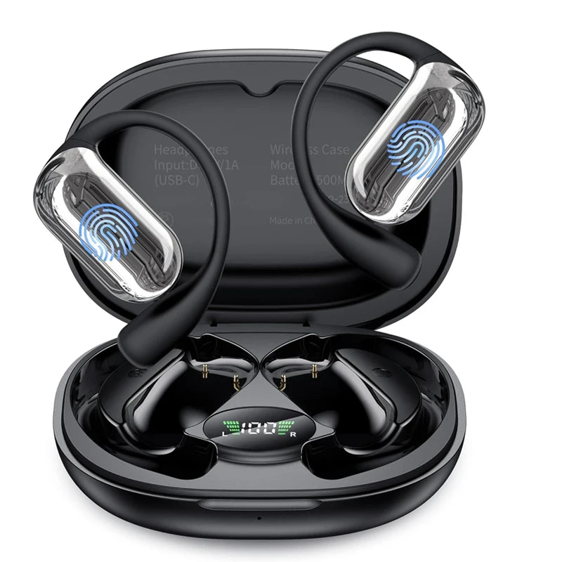 AI Real Time Translator Earbuds 144 Languages & Accents Wireless OWS Headphones 3 in 1 Language Translation Business Black