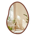 Asymmetrical Wall Mirror 56x82cm Wood Frame Irregular Mid Century Dressing Mirror Brown