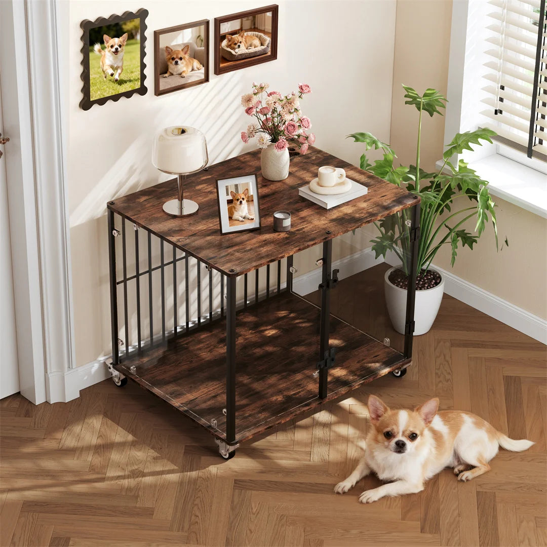 Dog Kennel Welded Metal Playpen Large Animal Cage for Outdoor And Indoor Use Pet 77x60x65cm