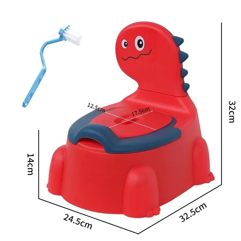 Cartoon Dinosaur Baby Potty Toddler Toilet Training Seat Splash Proof Urinal Beginner Toilet for Boys Girls Red 32.5×24.5×32cm