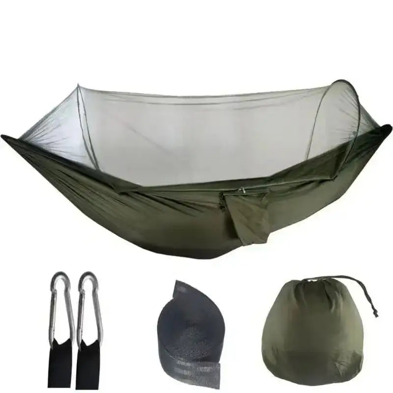 Outdoor Hammock 250 x 120 cm Lightweight Parachute Fabric Single-Person Army Green
