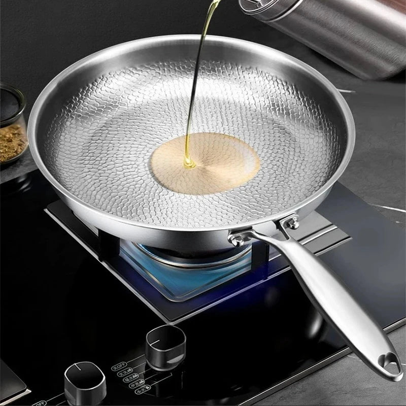 28cm Pure Titanium Frying Pan Non Stick Uncoated Fish Scale Hammer Pattern Titanium Alloy Cookware Kitchen Skillet