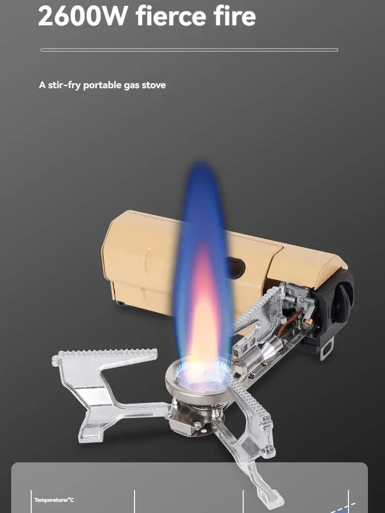 Portable Camping Cassette Gas Stove 2670W Folding Outdoor Cooker Burner for Hiking BBQ Travel Cooking Khaki