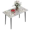 High Gloss Marble Dining Table 4-6 Seat Rectangular Kitchen and Restaurant Table Glossy White 120 × 70 × 76cm