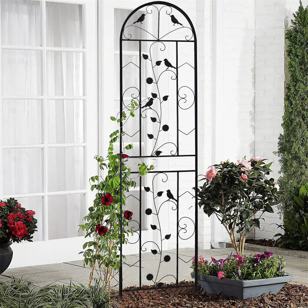 Garden Trellis Set of 2 Outdoor Privacy Trellis Climbing Plant and Vine Support For Vegetables and Flowers 50x210cm Black