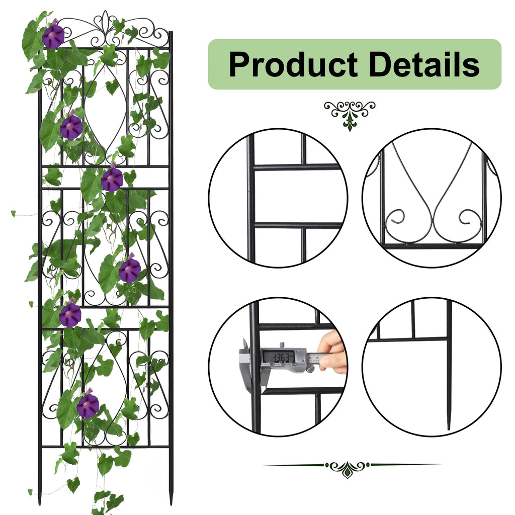 Garden Trellis Set of 2 Outdoor Privacy Trellis Climbing Plant and Vine Support For Vines, Vegetables and Flowers Black 50x159cm