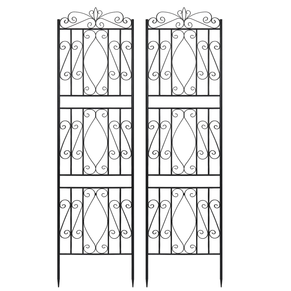 Garden Trellis Set of 2 Outdoor Privacy Trellis Climbing Plant and Vine Support For Vines, Vegetables and Flowers Black 50x159cm