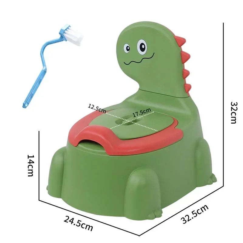Cartoon Dinosaur Baby Potty Toddler Toilet Training Seat Splash Proof Urinal Beginner Toilet for Boys Girls Green 32.5×24.5×32cm