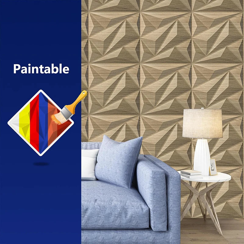 3D Wall Panels 10 Pack Waterproof Self Adhesive Wood Look Wallpaper Stickers 30cm for Kitchen Living Room