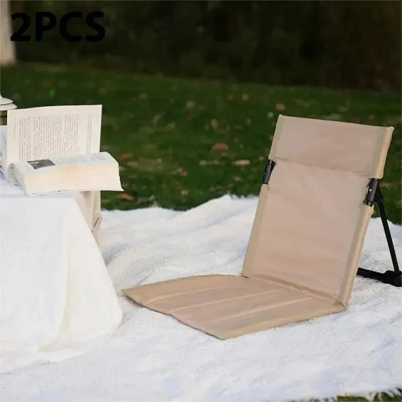 Camping Chair Foldable Outdoor Chair with Backrest Portable for Garden, Picnic, Beach Beige 51x24cm