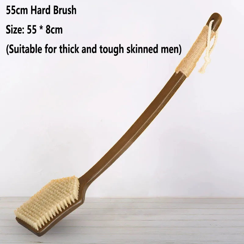 55cm Hard Back Scrubber Shower Body Brush Curved Long Handle Wet Dry Exfoliating Bath Tool Men Women 55 × 8cm