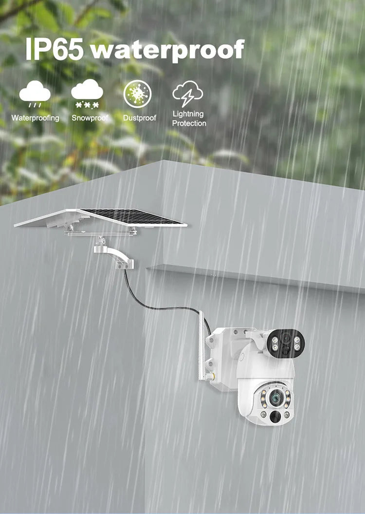 10MP Binocular Zoom 50X Wireless Solar Camera 4G Camera Night Vision HD Monitor IP65 Voice Intercom Working Temperature -20~60