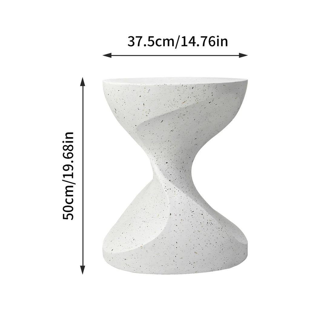 Concrete Side Table 37.5x50cm Lightweight Indoor Outdoor Accent Stool White End Table