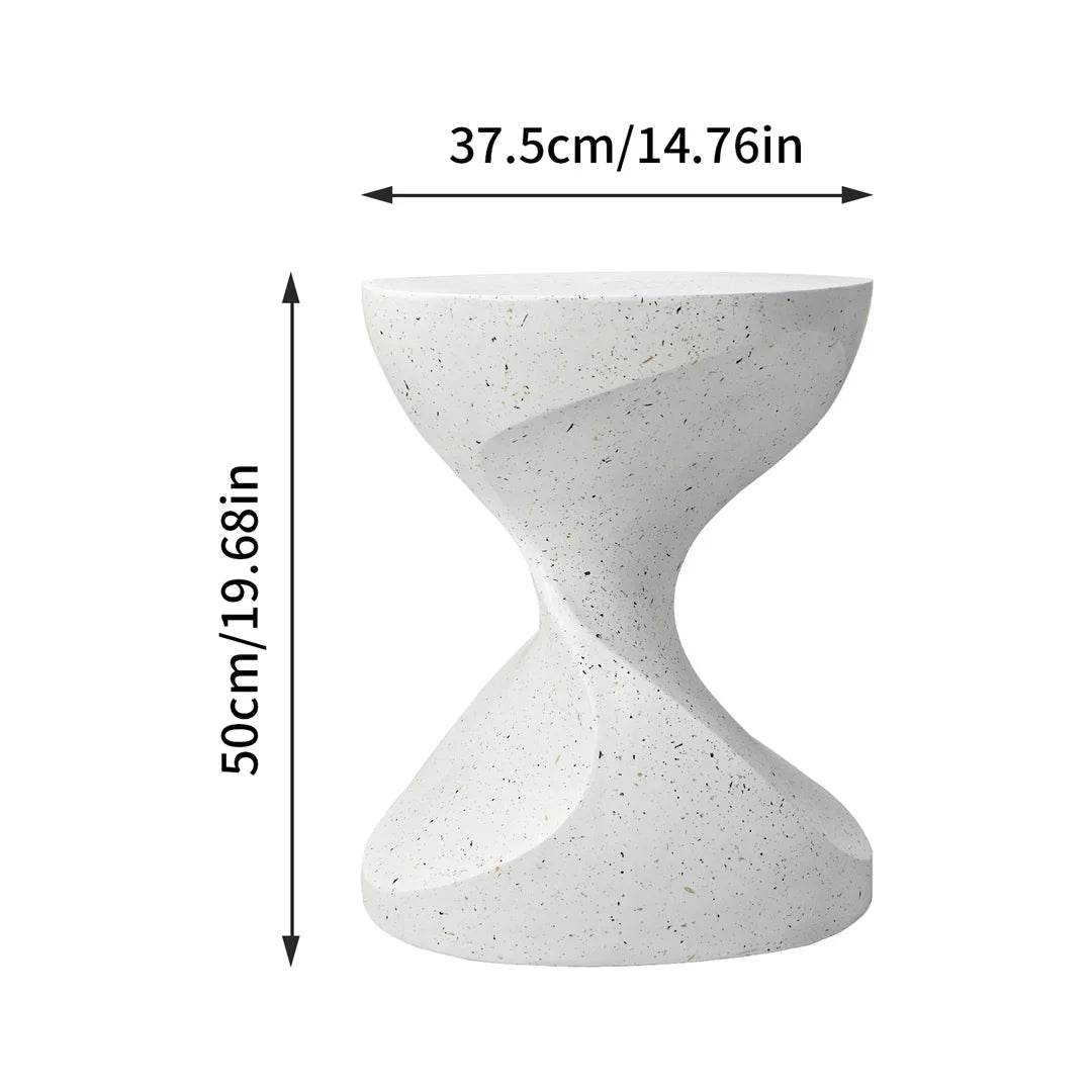 Concrete Side Table 37.5x50cm Lightweight Indoor Outdoor Accent Stool White End Table