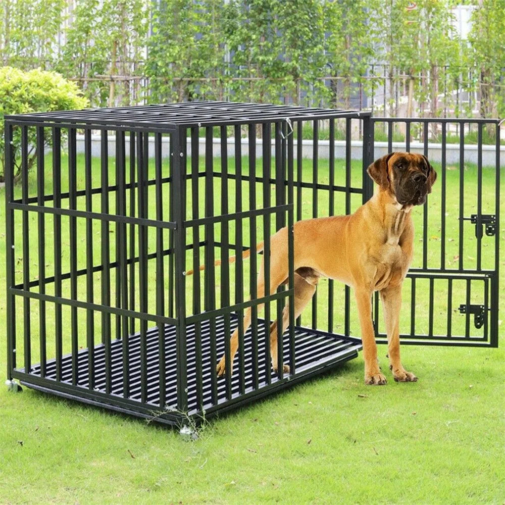 Dog Crate Dog Kennel Pet Crate Large Heavy Duty  Foldable 95 x 57 x 81 cm