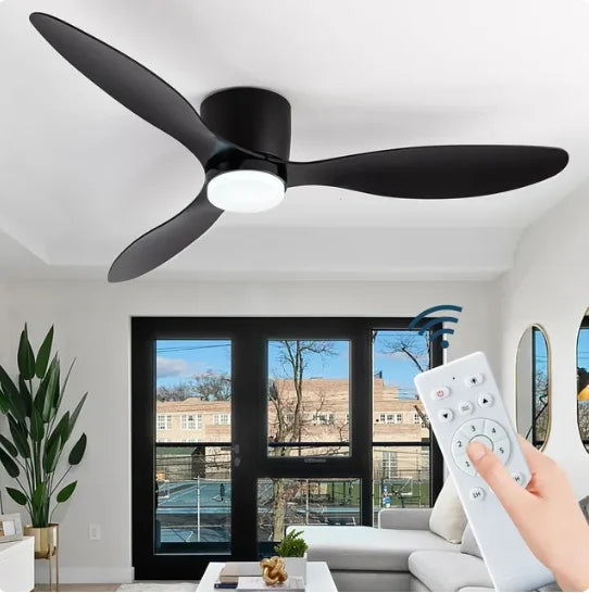 Ceiling Fan with Light 6 Speed Reversible DC Motor 3CCT Remote Control Easy Install Black 105 × 105 × 22cm
