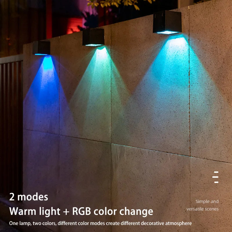 Solar Wall Light LED Outdoor Garden Fence Lamp Waterproof Square Courtyard Decorative Light 8x8cm