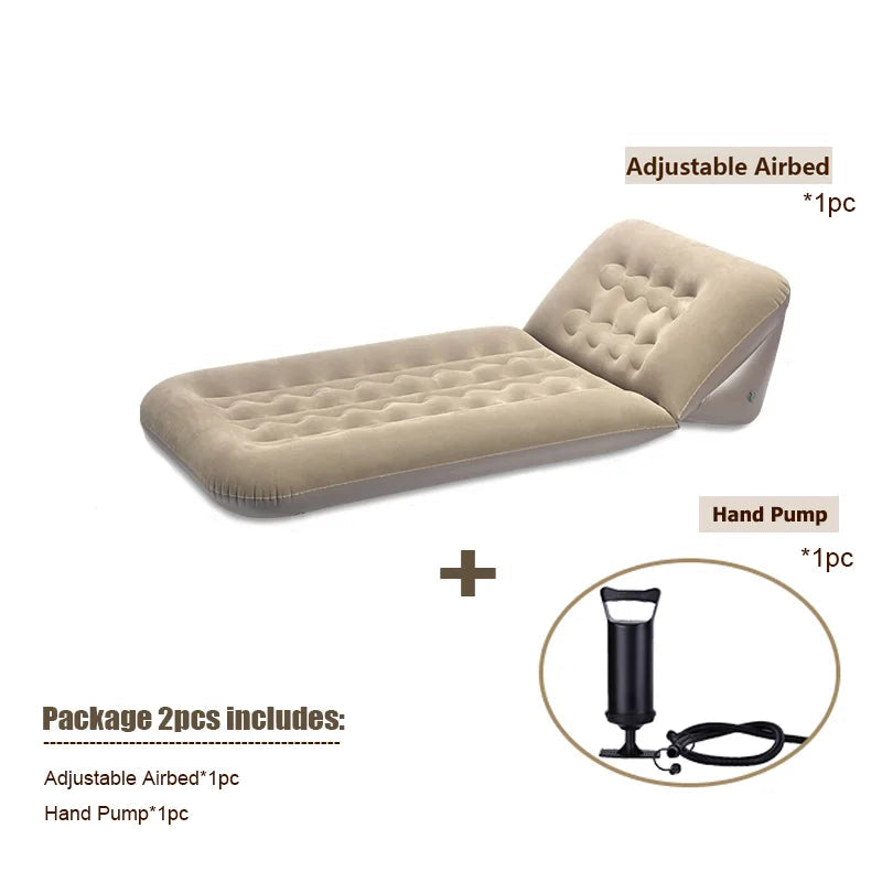 Foldable Interior Air Mattress Inflatable Adjustable Sofa Bed Brown with Hand Pump