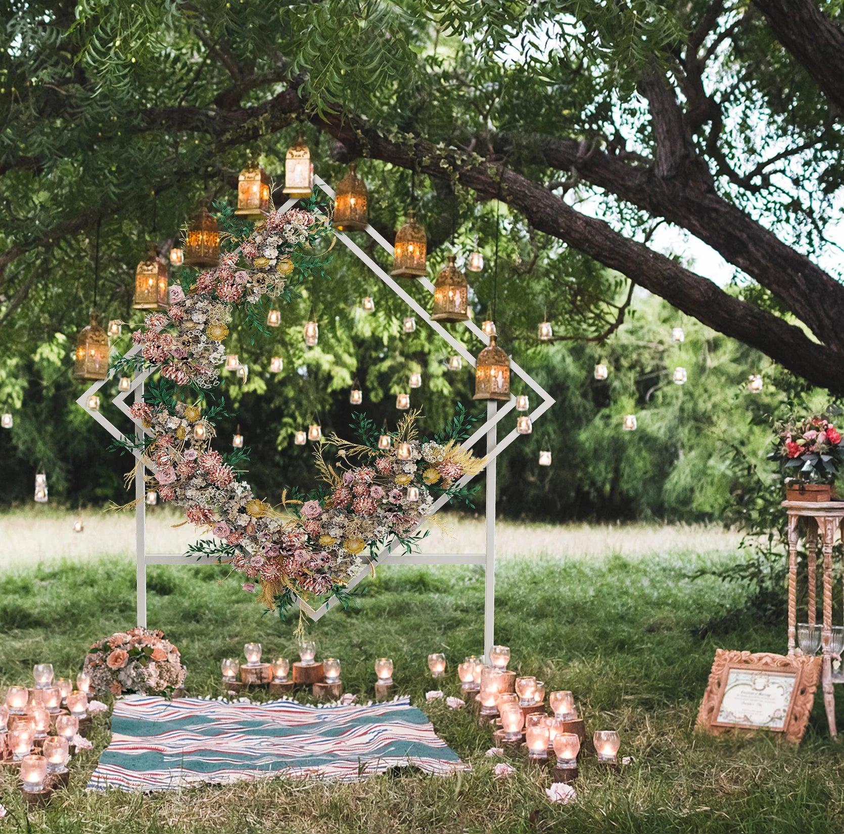 Wedding Arch Frame Ceremony Backdrop Stand Heavy Duty Suitable for Floral and Balloon Decorations Photo Backdrop White 145x51x208