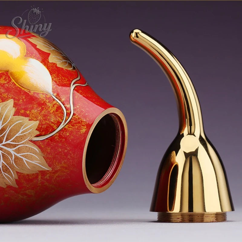 Gourd Ornament 16.5cm Painted Brass Five Blessings Decorative Display for Living Room Entryway Home Décor Gift