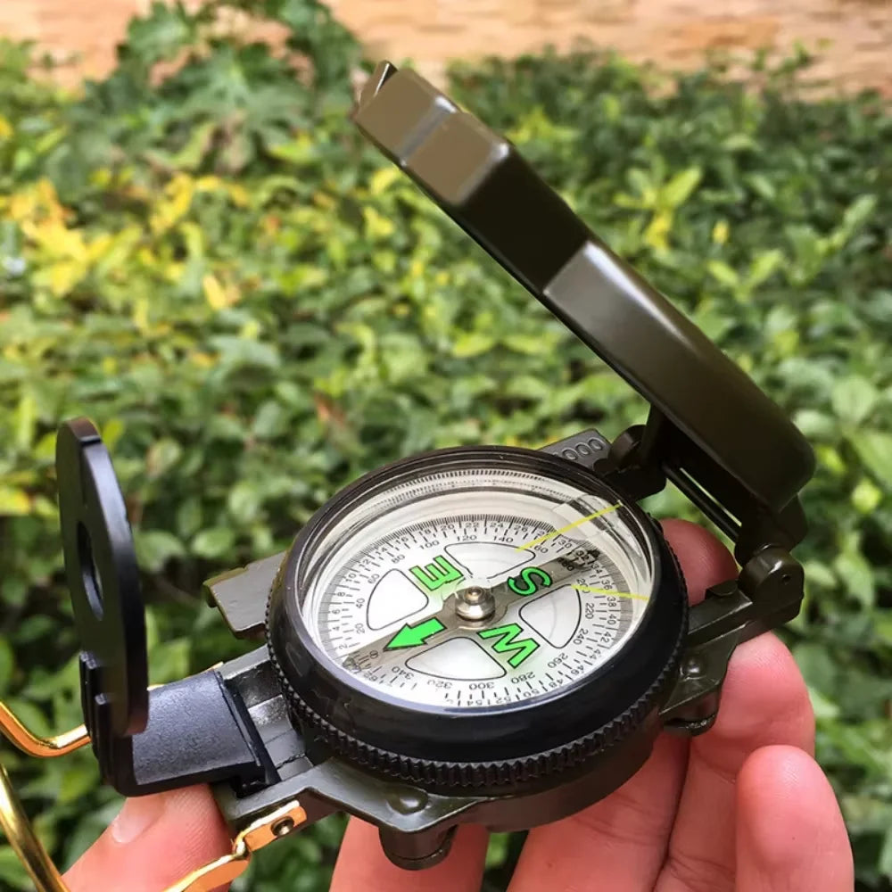 Waterproof High Precision Compass Outdoor Navigation Tool Hiking Mountaineering Military Style Metal Sight Compass 6.2×5.7×7.2cm