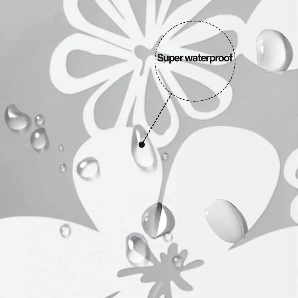 White Flower Shower Curtain Waterproof Bathroom Bath Curtain with Plastic Hooks Bathtub Decor Accessory 120 × 180cm