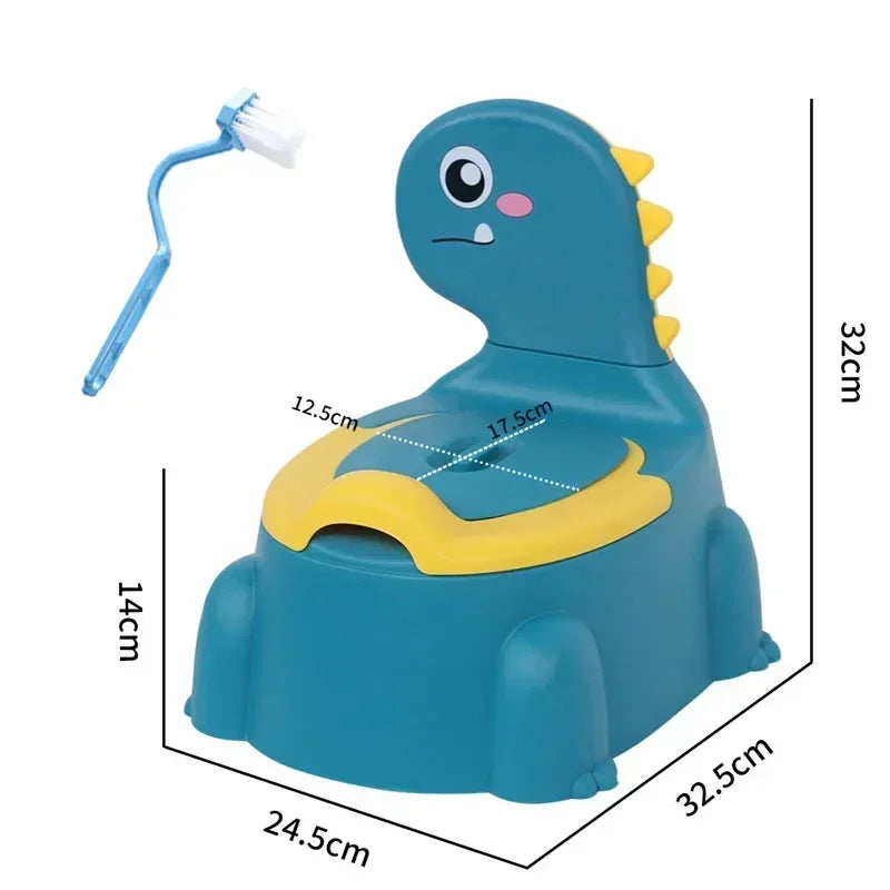 Cartoon Dinosaur Baby Potty Toddler Toilet Training Seat Splash Proof Urinal Beginner Toilet for Boys Girls Blue 32.5×24.5×32cm
