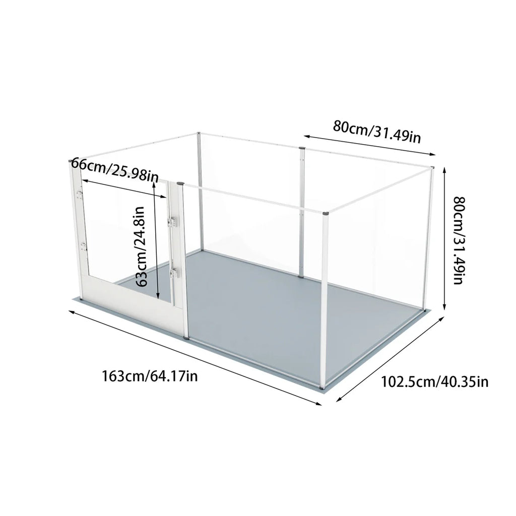 Acrylic Dog Playpen Clear Whelping Pen with Waterproof Floor Pad 163x102.5x80cm