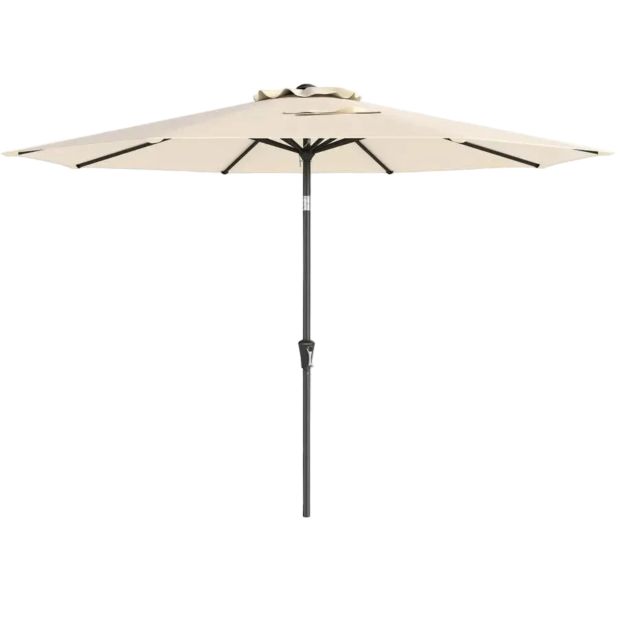 Patio Umbrella 303cm Table Umbrella Crank Lift and Push Button Tilt Wind-Resistant Double-Vented Canopy 8-Rib Frame Beige