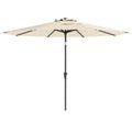 Patio Umbrella 303cm Table Umbrella Crank Lift and Push Button Tilt Wind-Resistant Double-Vented Canopy 8-Rib Frame Beige