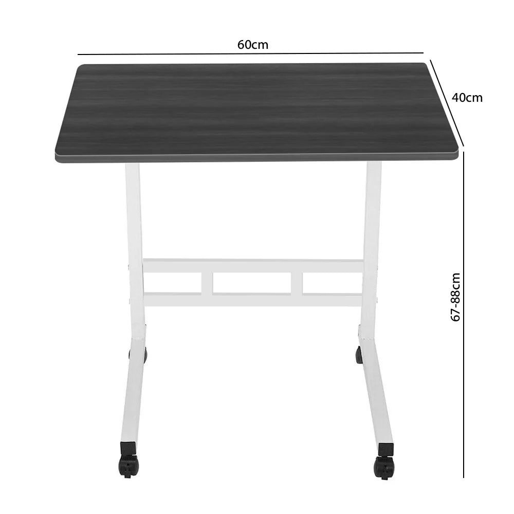 Portable Standing Desk Small Desktop Computer Table Wooden Bedside Laptop Desk with Wheels for Home Office Study Black 60x40x67-80cm Height Adjustable