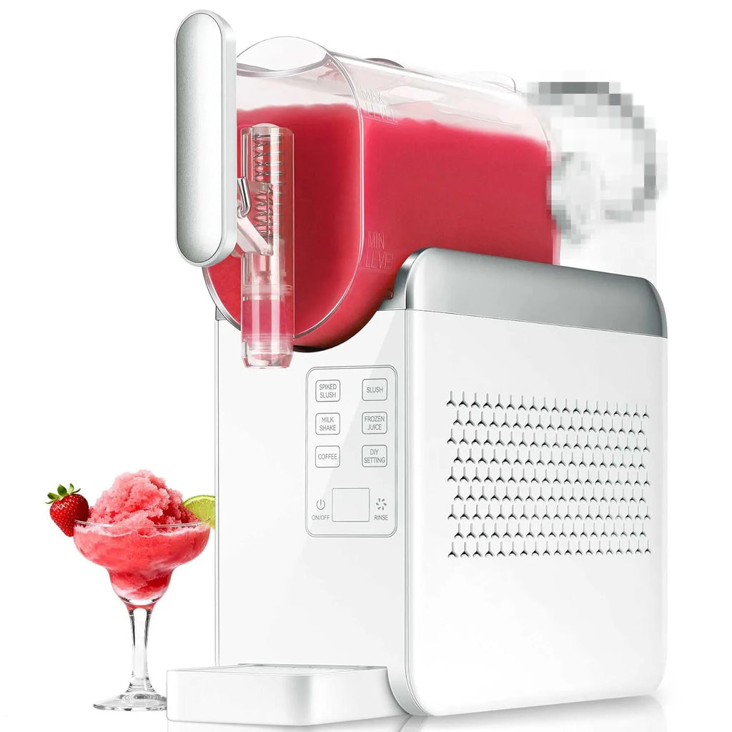 Household Snow Ice Smoothie Machine Touch Screen Cold Drink Maker DIY Ice Cream Juice Stirring Blender White 24×37×44cm