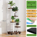 Mobile Multi-Tier Iron Plant Stand in Black