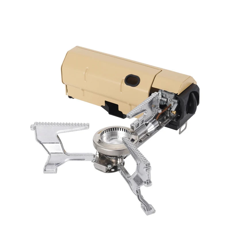 Portable Camping Cassette Gas Stove 2670W Folding Outdoor Cooker Burner for Hiking BBQ Travel Cooking Khaki