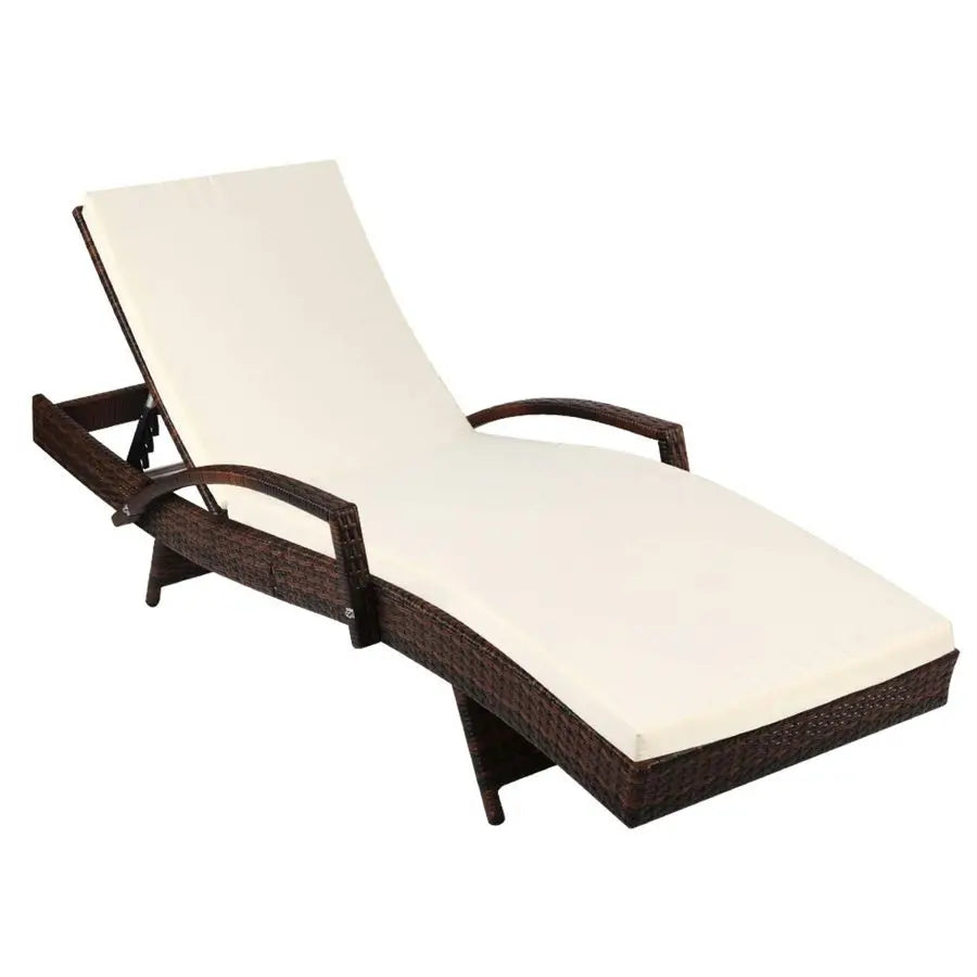 Beach Lounger Sun Lounger Sunbed 119cm Lounge Chair for Beach, Patio, Porch, Backyard