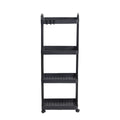 4 Tier Rolling Storage Cart Multi Layer Organizer Rack with Wheels Kitchen Bathroom Bedroom Storage Shelf Black 36 × 23.5 × 94cm