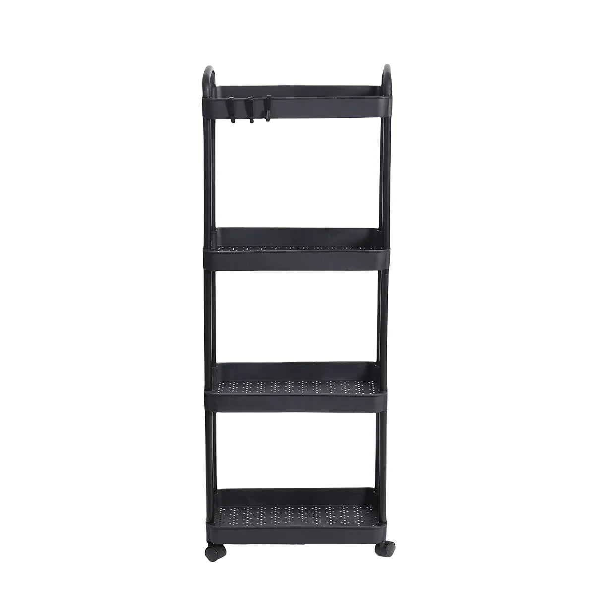4 Tier Rolling Storage Cart Multi Layer Organizer Rack with Wheels Kitchen Bathroom Bedroom Storage Shelf Black 36 × 23.5 × 94cm