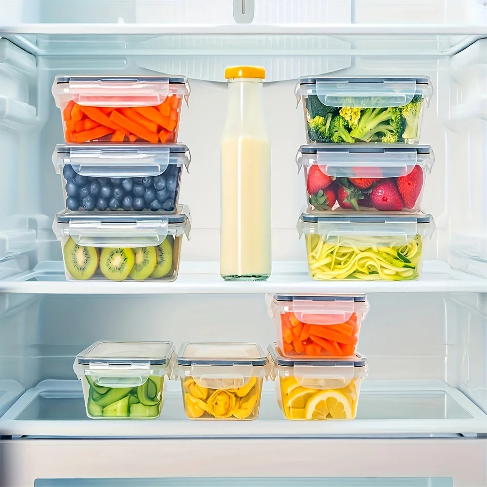4PCS Food Storage Containers Set Airtight Plastic Pantry Containers with Easy Snap Lids Kitchen Organizer Set 19.8 × 12.8 × 6.8cm