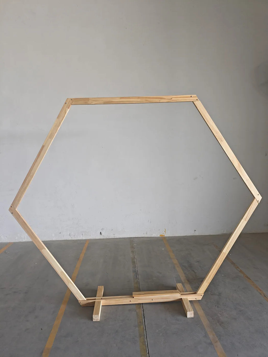 Wedding Arch Frame Hexagon Stand Natural Wood Heavy Duty Ceremony and Photo Backdrop Natural 245x210cm
